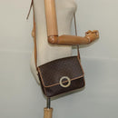 CELINE Macadam Canvas Circle Shoulder Bag PVC Leather Brown Gold Auth 120820-20
