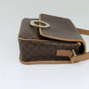 CELINE Macadam Canvas Circle Shoulder Bag PVC Leather Brown Gold Auth 120820-4
