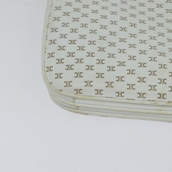 CELINE Macadam Canvas Shoulder Bag White Gold Auth 120821