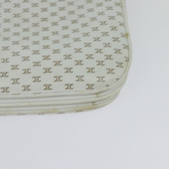 CELINE Macadam Canvas Shoulder Bag White Gold Auth 120821