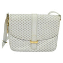 CELINE Macadam Canvas Shoulder Bag White Gold Auth 120821-13