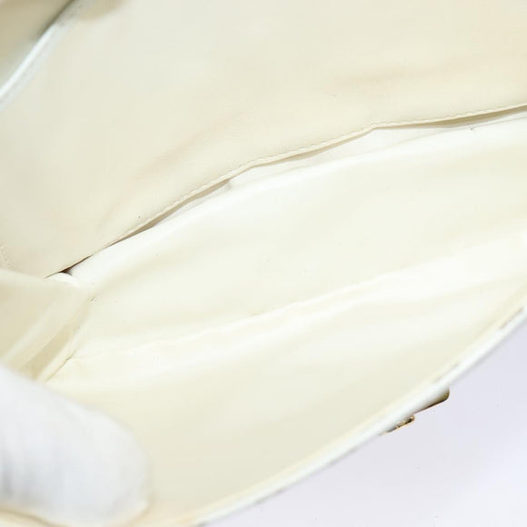 CELINE Macadam Canvas Shoulder Bag White Gold Auth 120821