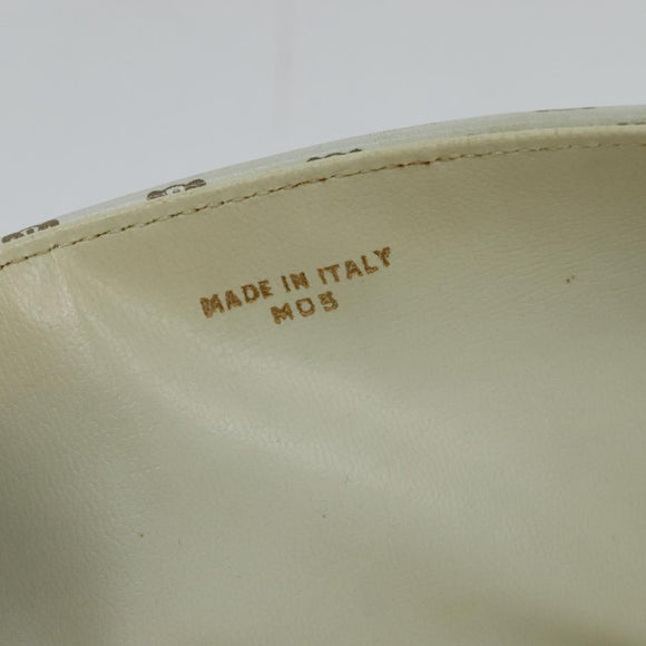 CELINE Macadam Canvas Shoulder Bag White Gold Auth 120821