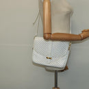 CELINE Macadam Canvas Shoulder Bag White Gold Auth 120821-23