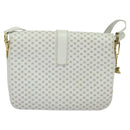 CELINE Macadam Canvas Shoulder Bag White Gold Auth 120821-2