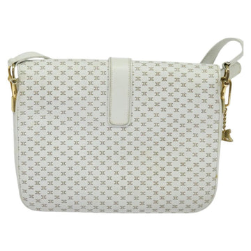 CELINE Macadam Canvas Shoulder Bag White Gold Auth 120821 - 0