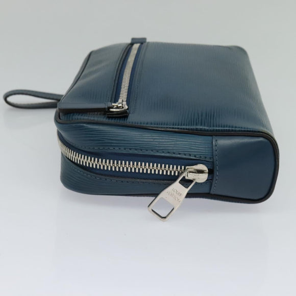 LOUIS VUITTON Epi Neo-Osh Clutch Bag Cyan LV Auth 120827