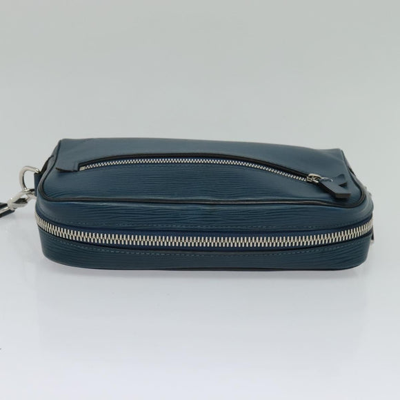 LOUIS VUITTON Epi Neo-Osh Clutch Bag Cyan LV Auth 120827