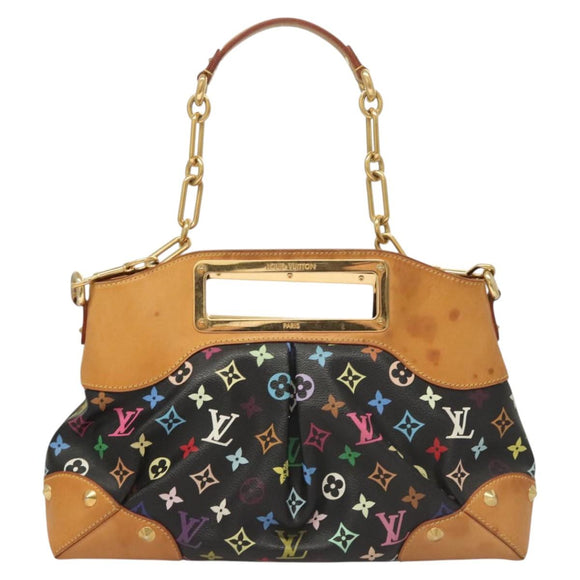 LOUIS VUITTON Monogram Multicolor Judy MM Bag 2Way Black M40256 LV Auth 120828
