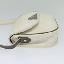 Christian Dior Honeycomb Canvas Shoulder Bag PVC White Gold Auth 120830-3