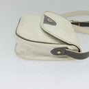 Christian Dior Honeycomb Canvas Shoulder Bag PVC White Gold Auth 120830-4