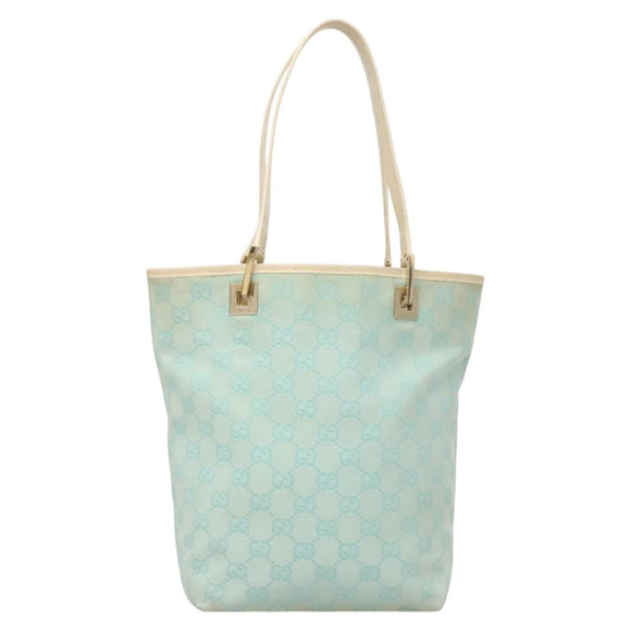 GUCCI GG Canvas Tote Bag PVC Blue Silver 002 1099 Auth 120831