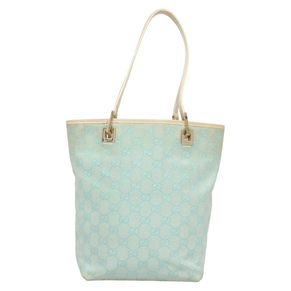 GUCCI GG Canvas Tote Bag PVC Blue Silver 002 1099 Auth 120831