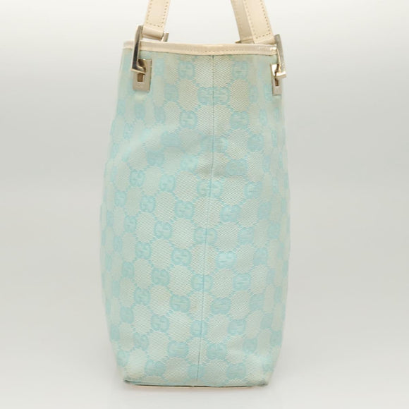 GUCCI GG Canvas Tote Bag PVC Blue Silver 002 1099 Auth 120831