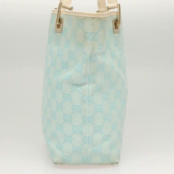 GUCCI GG Canvas Tote Bag PVC Blue Silver 002 1099 Auth 120831