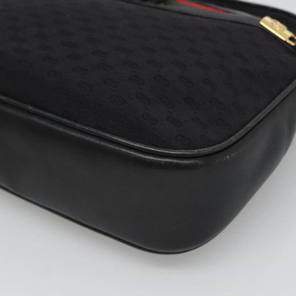 GUCCI Micro GG Canvas Web Sherry Line Shoulder Bag Black Gold Red Auth 120843