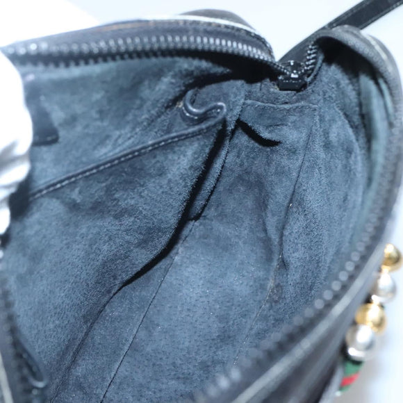 GUCCI Micro GG Canvas Web Sherry Line Shoulder Bag Black Gold Red Auth 120843