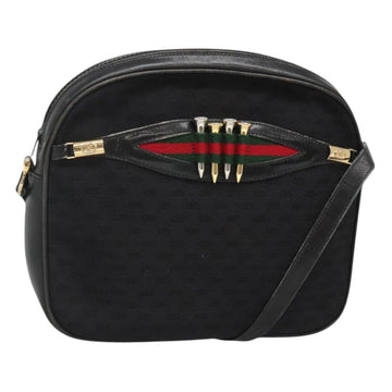 GUCCI Micro GG Canvas Web Sherry Line Shoulder Bag Black Gold Red Auth 120843