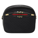 GUCCI Micro GG Canvas Web Sherry Line Shoulder Bag Black Gold Red Auth 120843-13