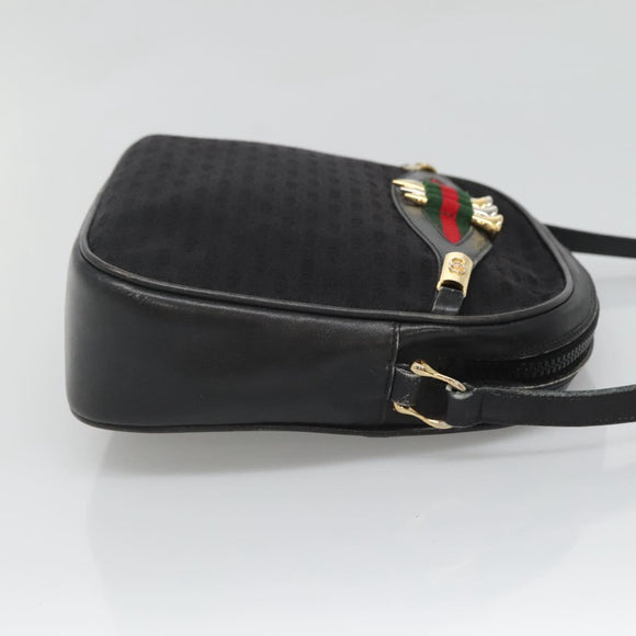 GUCCI Micro GG Canvas Web Sherry Line Shoulder Bag Black Gold Red Auth 120843