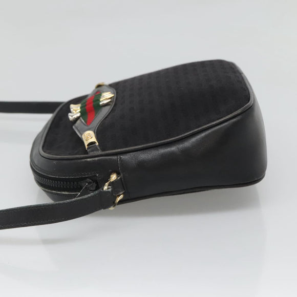 GUCCI Micro GG Canvas Web Sherry Line Shoulder Bag Black Gold Red Auth 120843