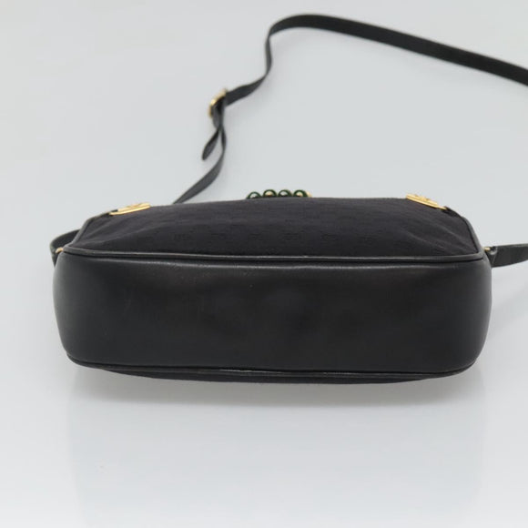 GUCCI Micro GG Canvas Web Sherry Line Shoulder Bag Black Gold Red Auth 120843