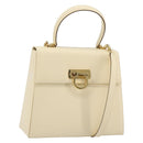 Salvatore Ferragamo Gancini Hand Bag Leather 2way Cream Gold Auth 120844-1