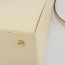 Salvatore Ferragamo Gancini Hand Bag Leather 2way Cream Gold Auth 120844-17