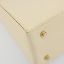 Salvatore Ferragamo Gancini Hand Bag Leather 2way Cream Gold Auth 120844-18