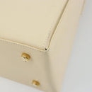 Salvatore Ferragamo Gancini Hand Bag Leather 2way Cream Gold Auth 120844-9