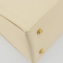 Salvatore Ferragamo Gancini Hand Bag Leather 2way Cream Gold Auth 120844-11