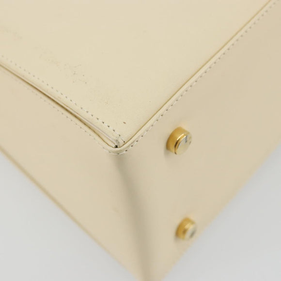 Salvatore Ferragamo Gancini Hand Bag Leather 2way Cream Gold Auth 120844