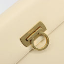 Salvatore Ferragamo Gancini Hand Bag Leather 2way Cream Gold Auth 120844-10