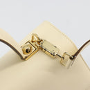 Salvatore Ferragamo Gancini Hand Bag Leather 2way Cream Gold Auth 120844-19