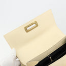 Salvatore Ferragamo Gancini Hand Bag Leather 2way Cream Gold Auth 120844-20
