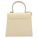 Salvatore Ferragamo Gancini Hand Bag Leather 2way Cream Gold Auth 120844-2