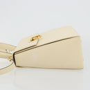 Salvatore Ferragamo Gancini Hand Bag Leather 2way Cream Gold Auth 120844-4