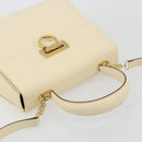 Salvatore Ferragamo Gancini Hand Bag Leather 2way Cream Gold Auth 120844-7