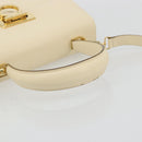 Salvatore Ferragamo Gancini Hand Bag Leather 2way Cream Gold Auth 120844-14