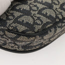 Christian Dior Trotter Canvas Saddle Pouch Navy Gold Auth 120854-15