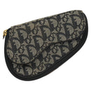 Christian Dior Trotter Canvas Saddle Pouch Navy Gold Auth 120854-1