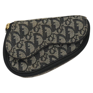 Christian Dior Trotter Canvas Saddle Pouch Navy Gold Auth 120854 - 0