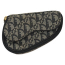 Christian Dior Trotter Canvas Saddle Pouch Navy Gold Auth 120854-13