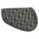 Christian Dior Trotter Canvas Saddle Pouch Navy Gold Auth 120854-2