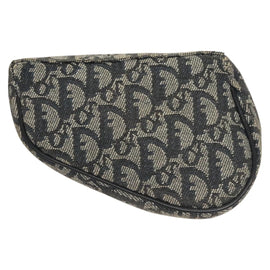 Christian Dior Trotter Canvas Saddle Pouch Navy Gold Auth 120854 - 0