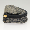 Christian Dior Trotter Canvas Saddle Pouch Navy Gold Auth 120854-3