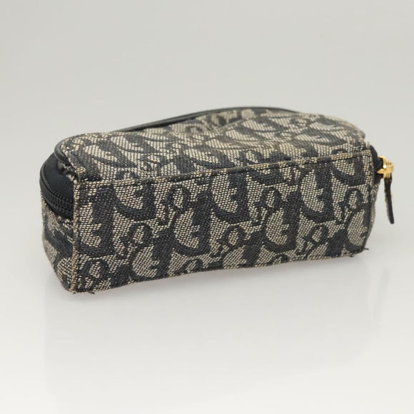 Christian Dior Trotter Canvas Saddle Pouch Navy Gold Auth 120854