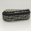 Christian Dior Trotter Canvas Saddle Pouch Navy Gold Auth 120854-6