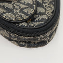 Christian Dior Trotter Canvas Saddle Pouch Navy Gold Auth 120854-7