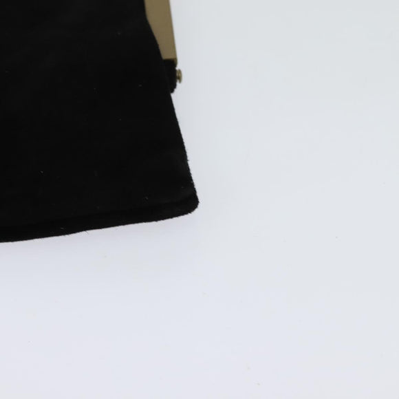 Miu Miu Shoulder Pouch Suede Black Gold Auth 120859A
